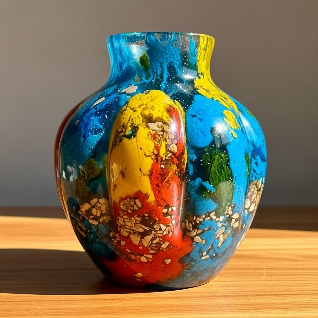 Exemple d'objets et de surfaces réalisés avec de la résine acrylique, montrant sa polyvalence