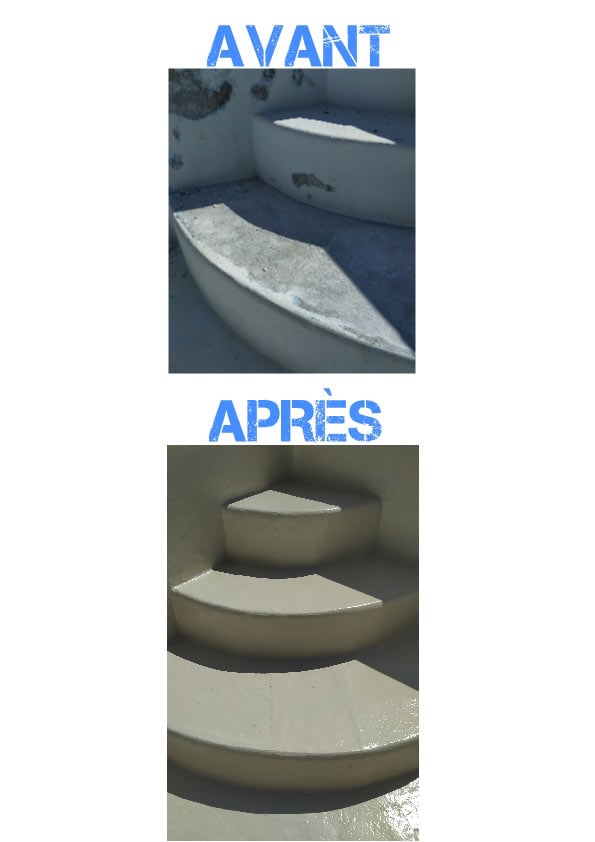 Escalier avant et après stratification