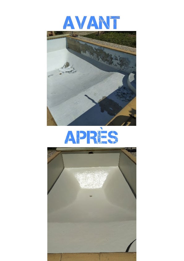Piscine avant et après Stratification polyester