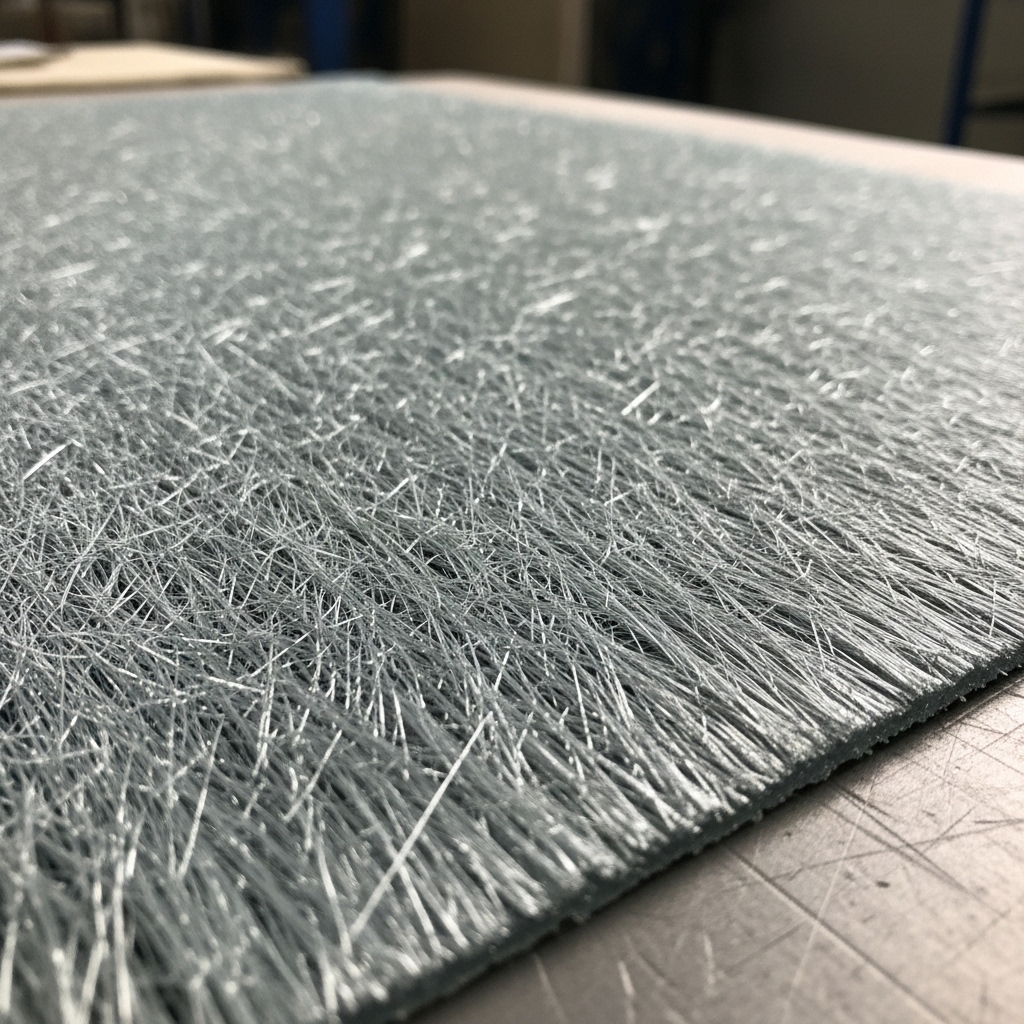 Vue détaillée du mat de verre utilisé pour de la stratification