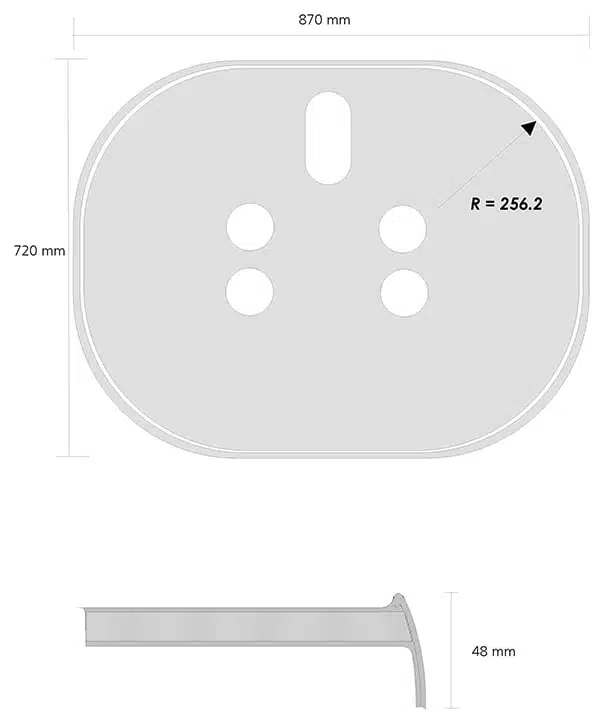 Dessin de la table et dimensions