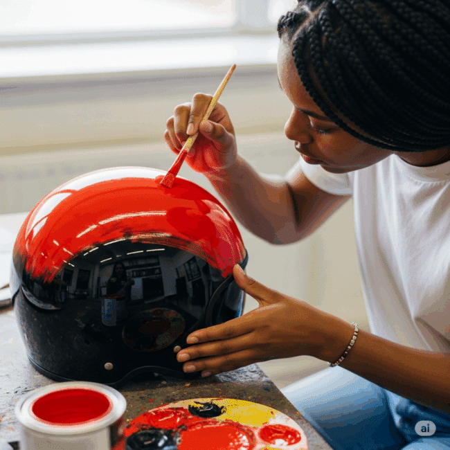 Peinture sur casque moto