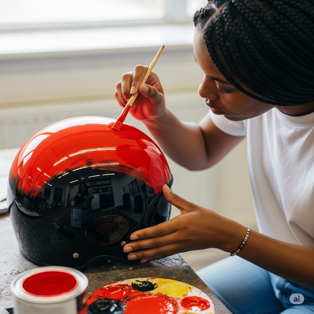 Peinture sur casque moto