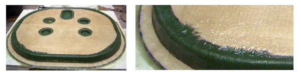 Stratification mat de verre et feutre avec résine polyester
