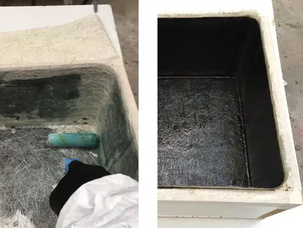 Application de la résine polyester
