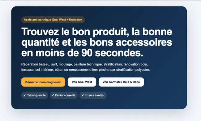 Assistant Quai West : trouvez le bon produit et les bonnes quantités en moins de 90 secondes